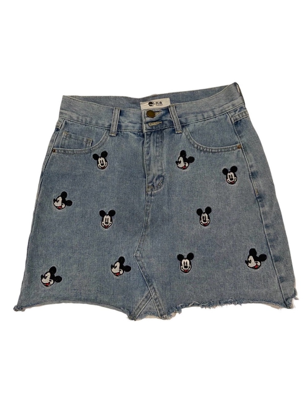 Disney Denim Mini Skirt with Mickey Mickey Mouse Embroidery fits 27 or size 4